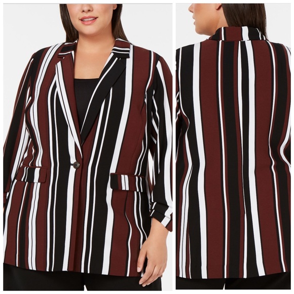 Alfani Jackets & Blazers - Alfani Stripe One Button Blazer Plus Size 3X